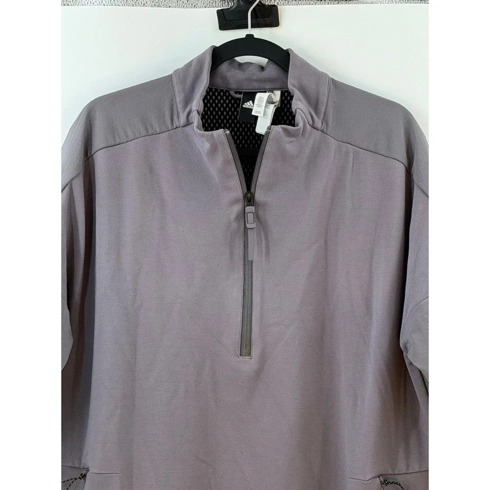 adidas Mens XL Gray 1/4 Zip Pullover Sportcore Athleisure Gorpcore Techwear